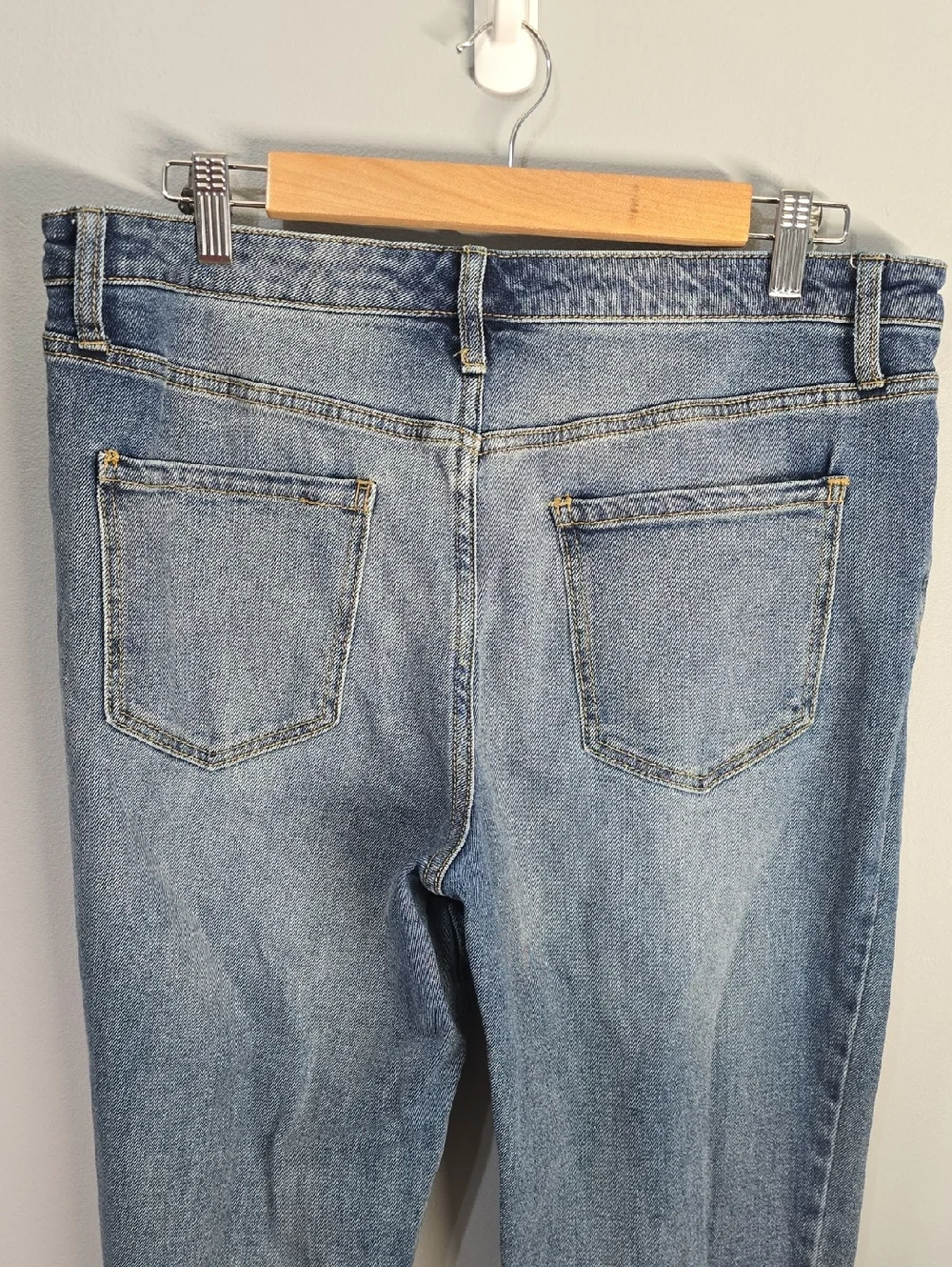 Ava & Viv Jeans Women's Size 14 Wide 14W Blue Boyfriend Crop Denim Jean